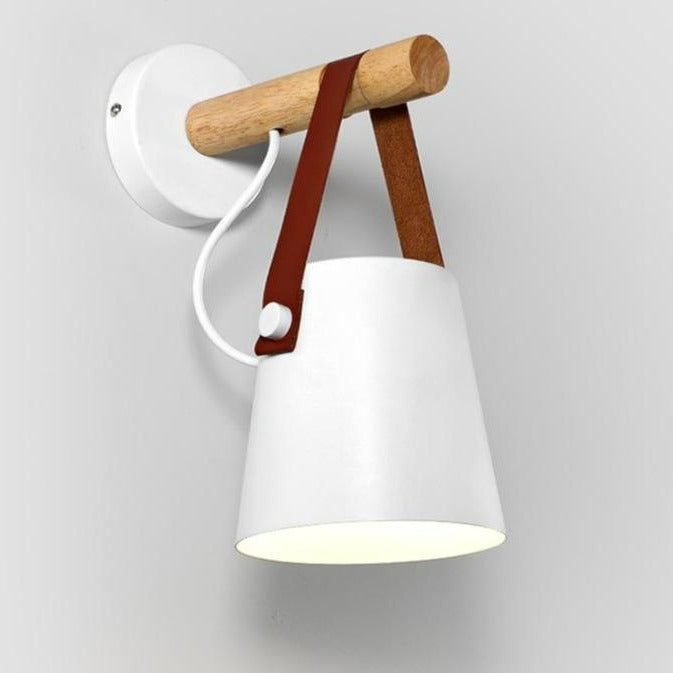 Elara Nordic Wood Wall Lamp With Iron Shade