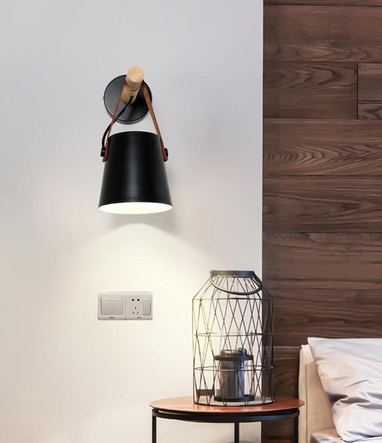 Elara Nordic Wood Wall Lamp With Iron Shade