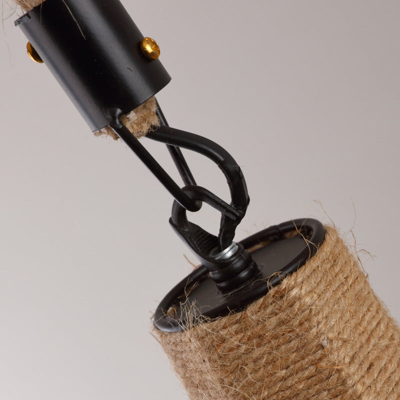 Lumencrest Rope Farmhouse Pendant Light With Iron Cage
