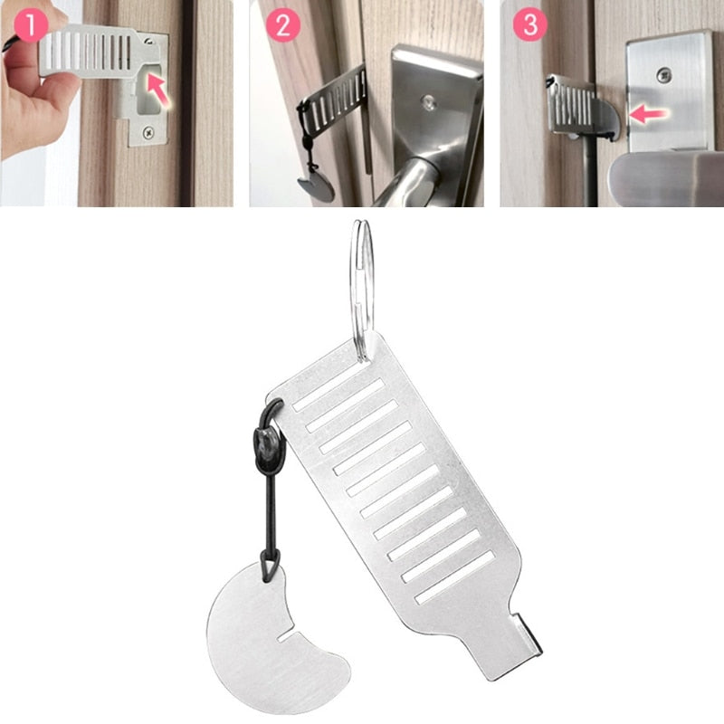Portable Stainless Steel Door Stop Lock for Added Security