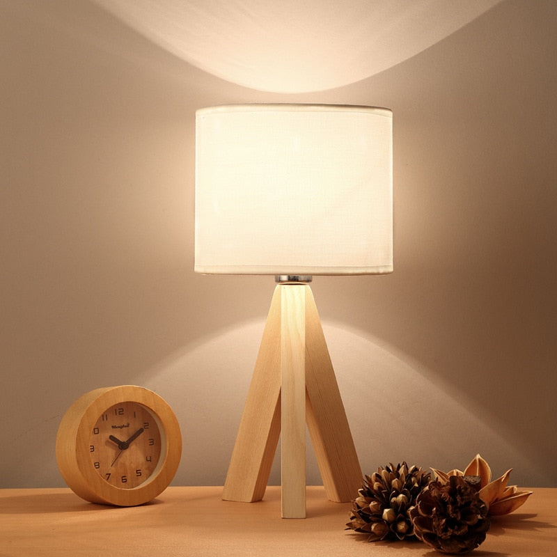 Cozy Wood Table Lamp With Warm Wooden Frame and Lampshade