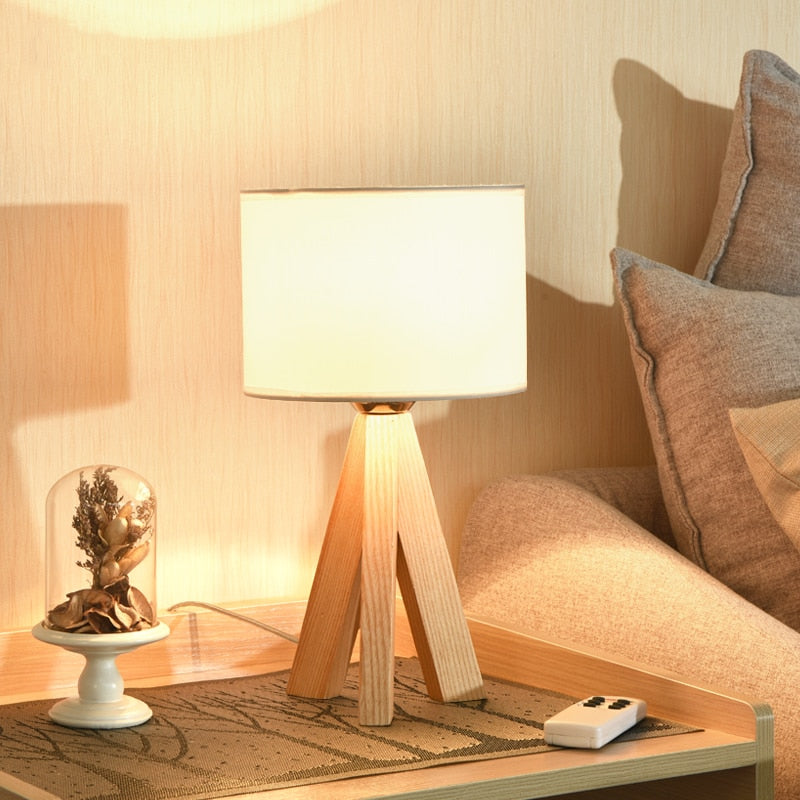 Cozy Wood Table Lamp With Warm Wooden Frame and Lampshade