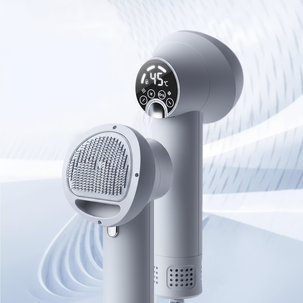 VelvetPaw Dryer — Rotating Brush Head, Integrated Warm-Air Fan, Gentle Drying and Brushing