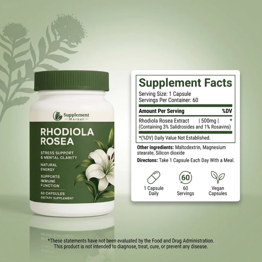 Rhodiola Rosea Capsules: Natural Stress Relief & Calm Energy Support