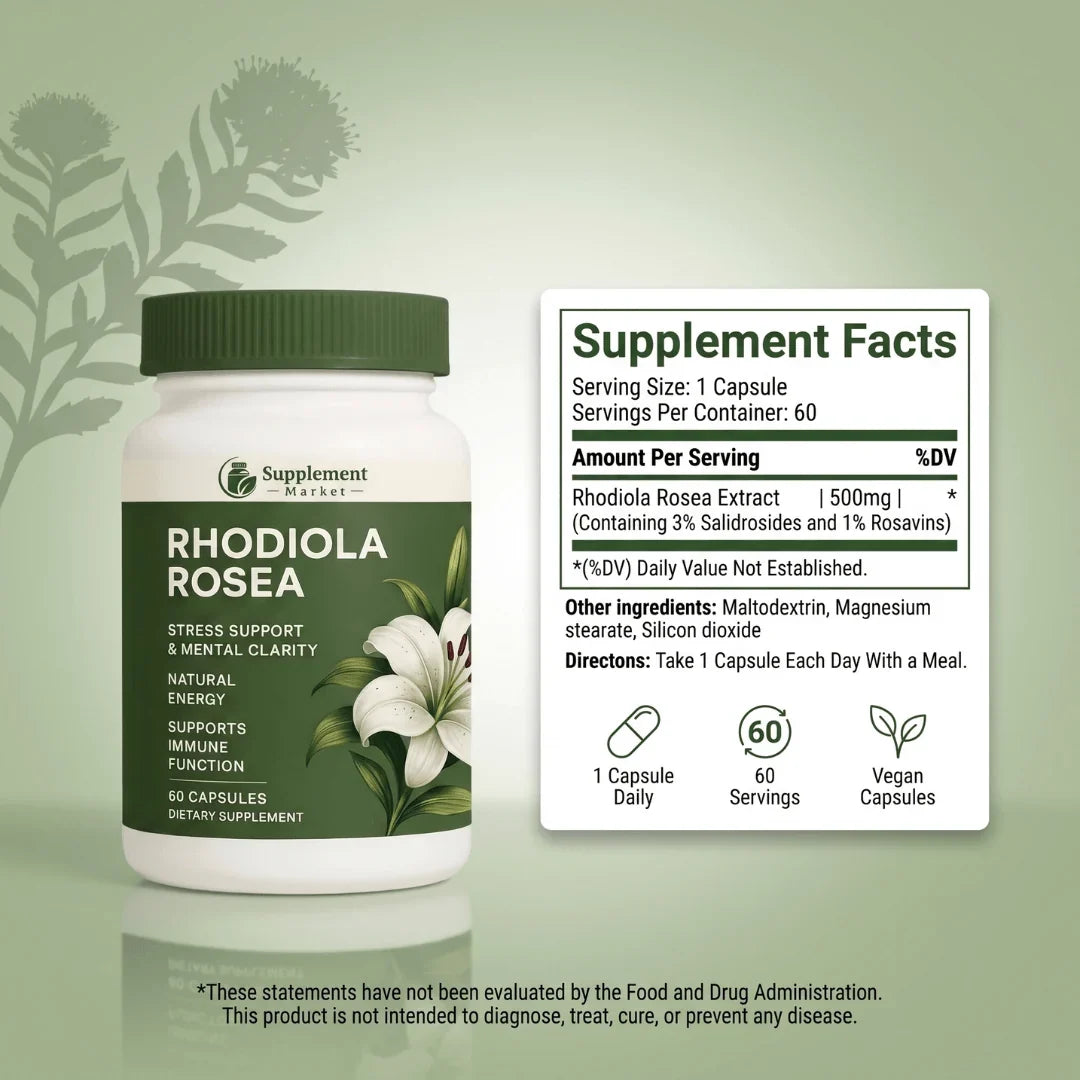 Rhodiola Rosea Capsules: Natural Stress Relief & Calm Energy Support
