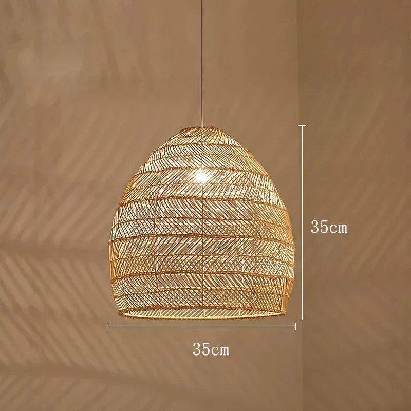 Lirena | Hand-Woven Natural Wicker Pendant Light For Dining