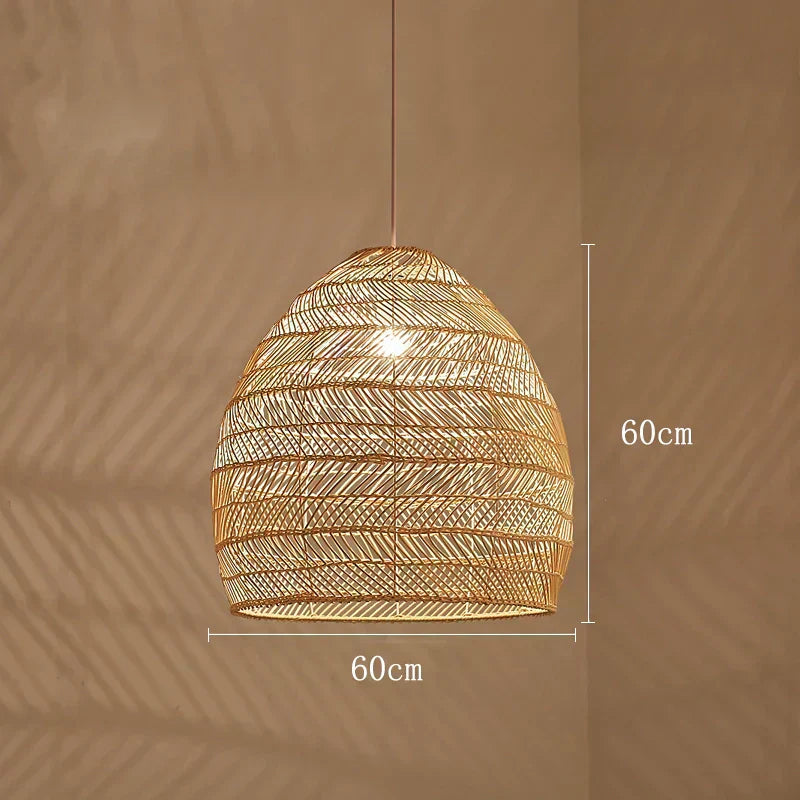 Lirena | Hand-Woven Natural Wicker Pendant Light For Dining
