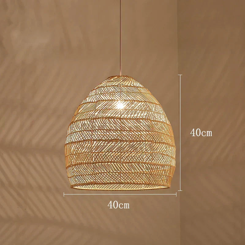 Lirena | Hand-Woven Natural Wicker Pendant Light For Dining