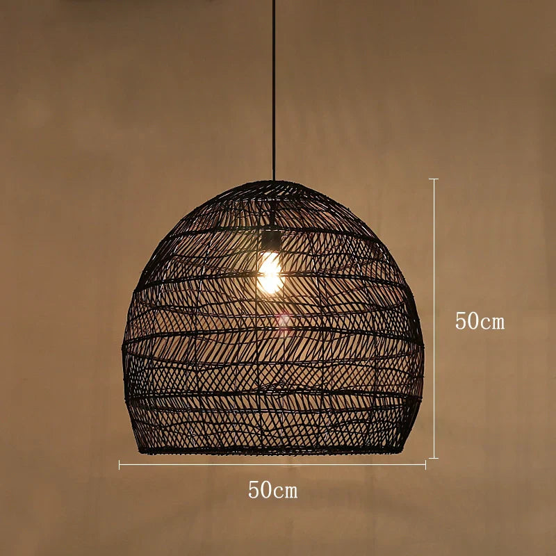 Lirena | Hand-Woven Natural Wicker Pendant Light For Dining