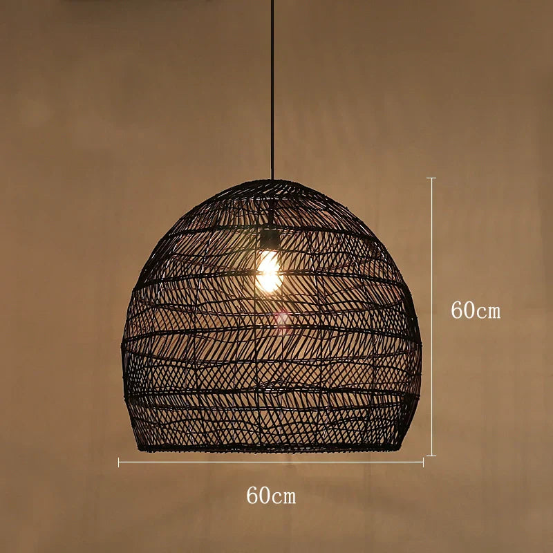 Lirena | Hand-Woven Natural Wicker Pendant Light For Dining