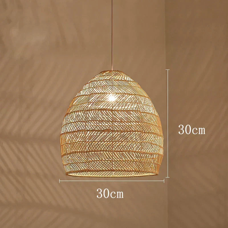 Lirena | Hand-Woven Natural Wicker Pendant Light For Dining
