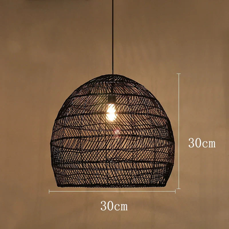 Lirena | Hand-Woven Natural Wicker Pendant Light For Dining