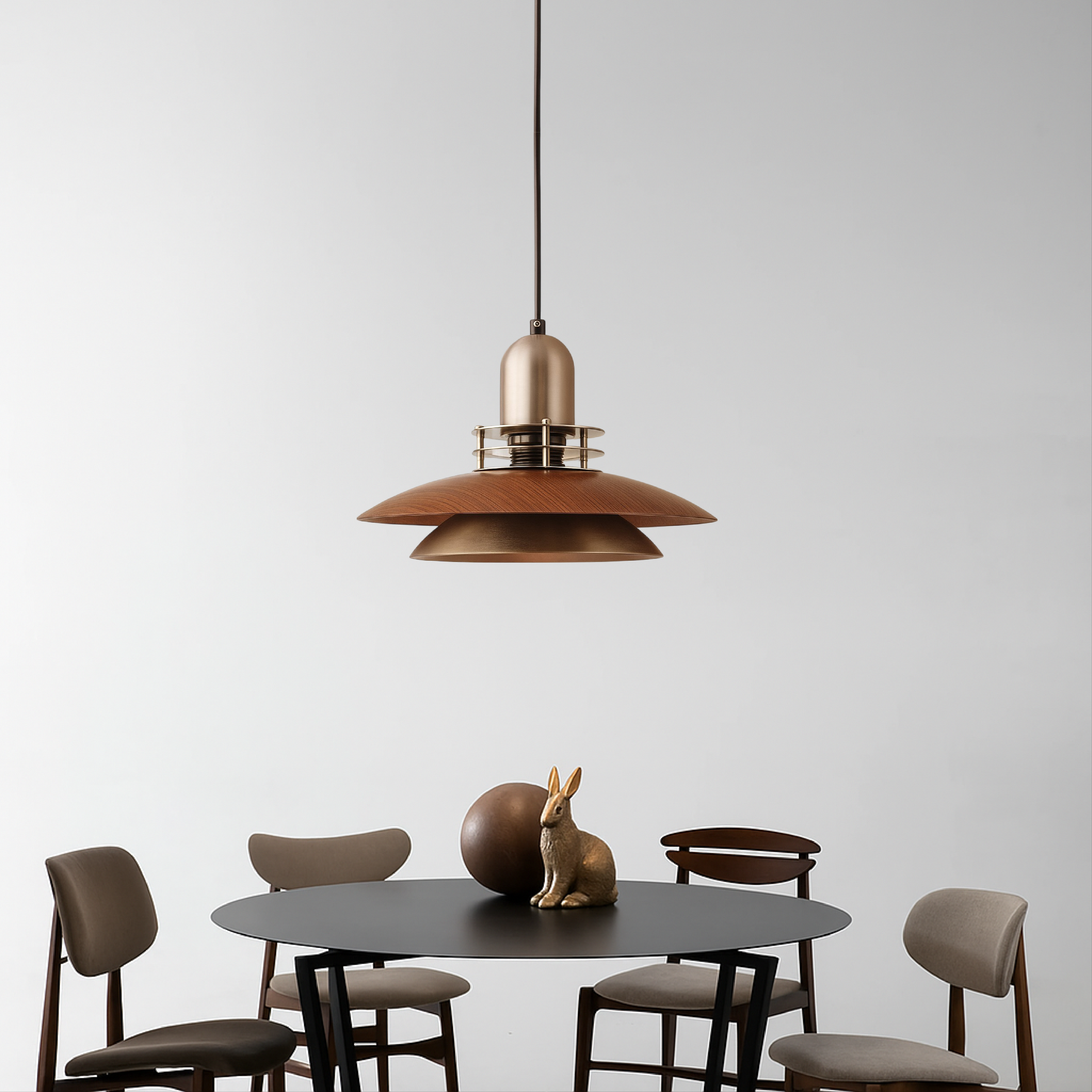 Quorra Walnut Layered Pendant Light For Dining Rooms by Lunera