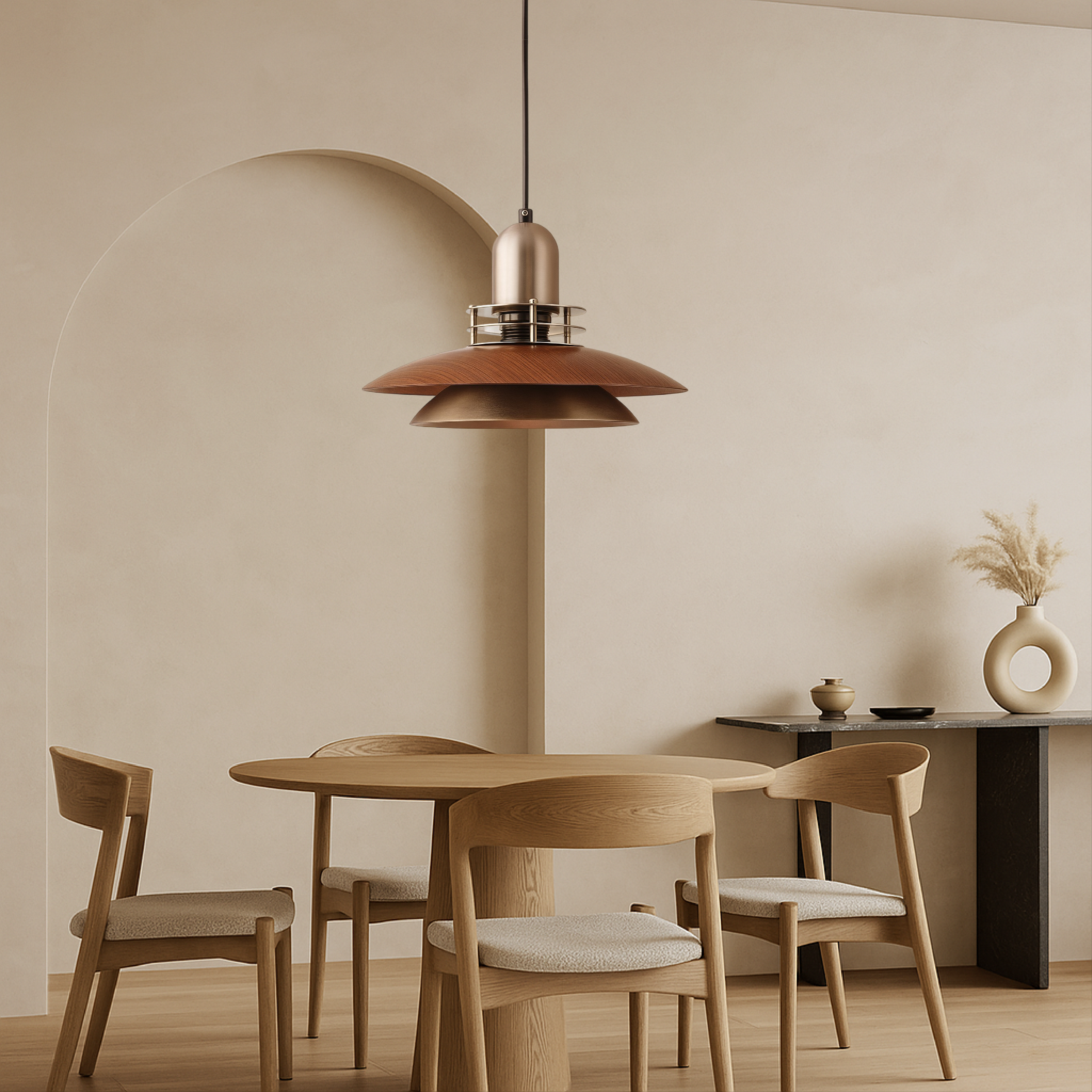 Quorra Walnut Layered Pendant Light For Dining Rooms by Lunera