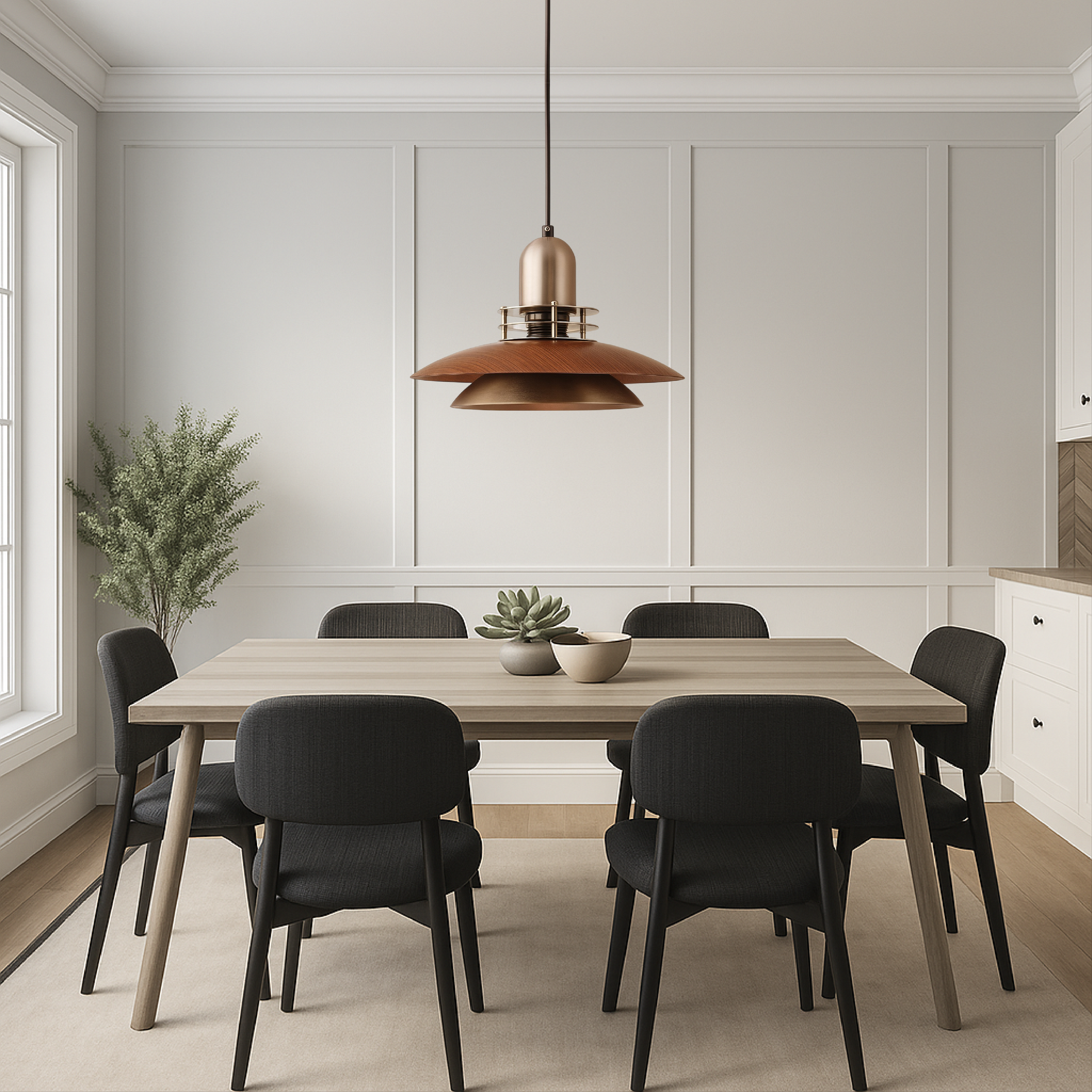Quorra Walnut Layered Pendant Light For Dining Rooms by Lunera