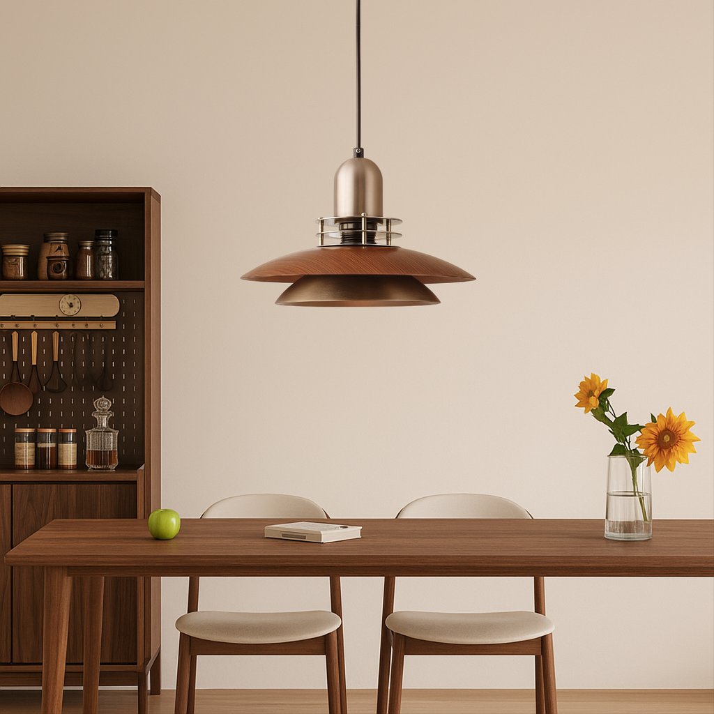 Quorra Walnut Layered Pendant Light For Dining Rooms by Lunera