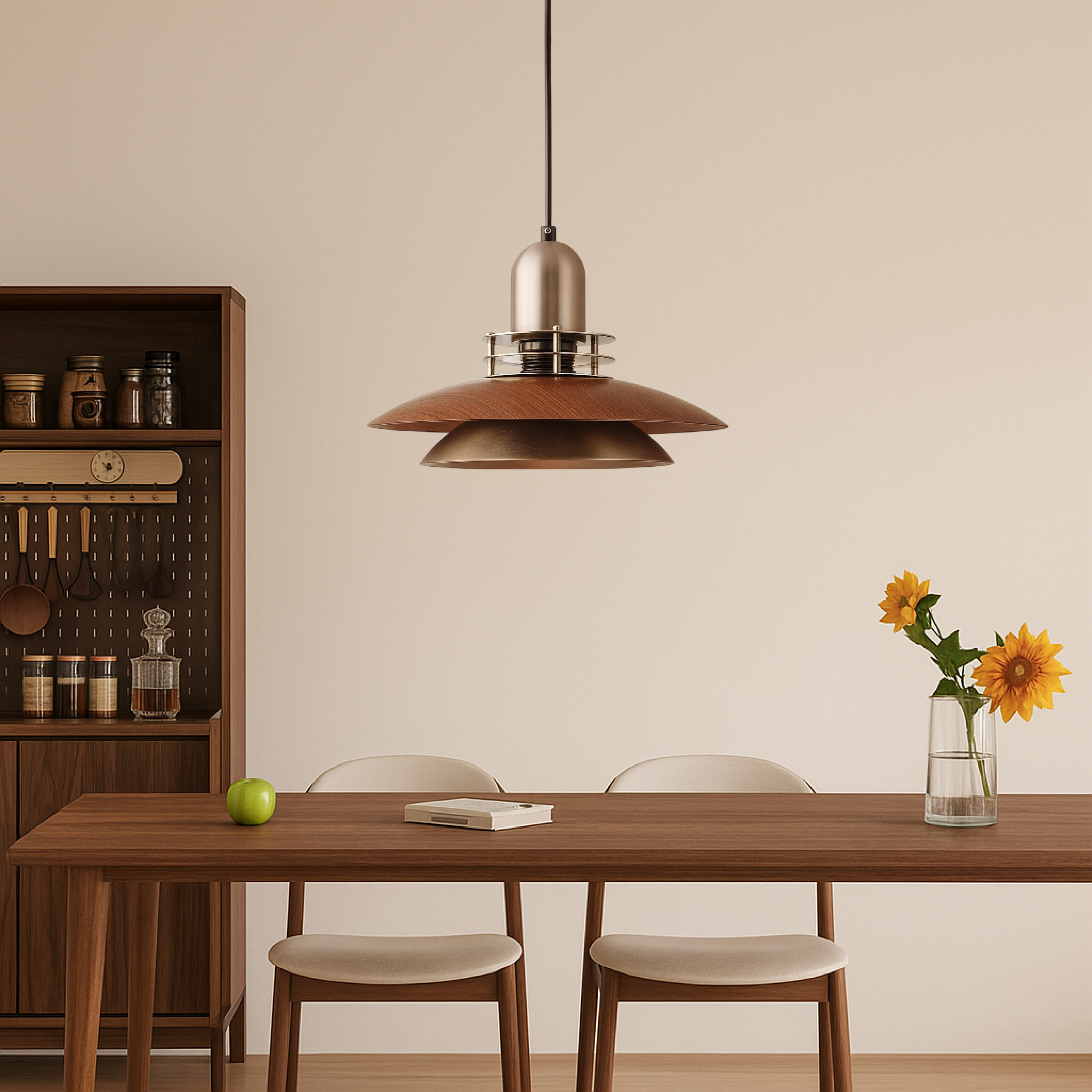 Quorra Walnut Layered Pendant Light For Dining Rooms by Lunera