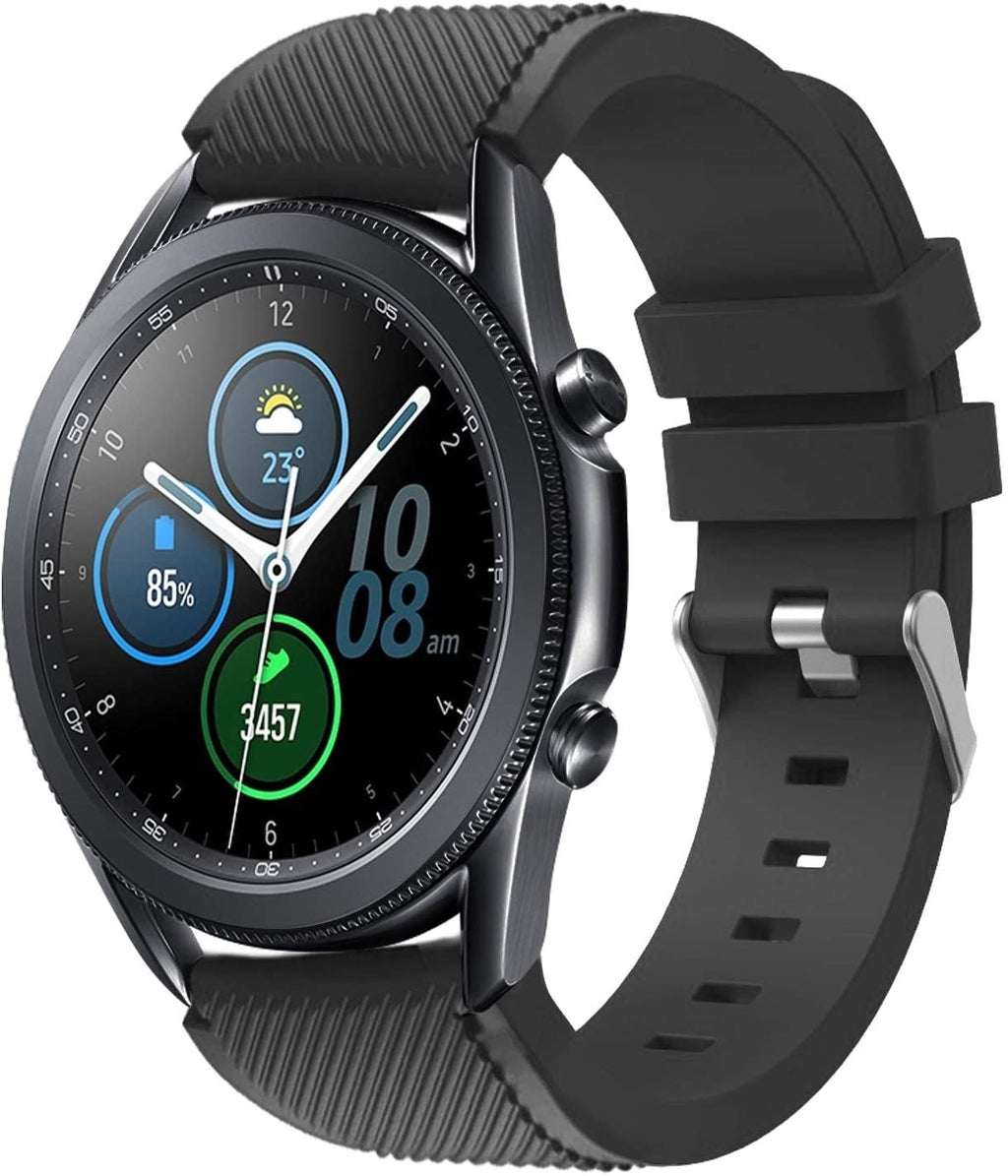 سوار سيليكون أسود لساعة Samsung Galaxy Watch 3 مقاس 45 مم للاستخدام اليومي | فينتومرا