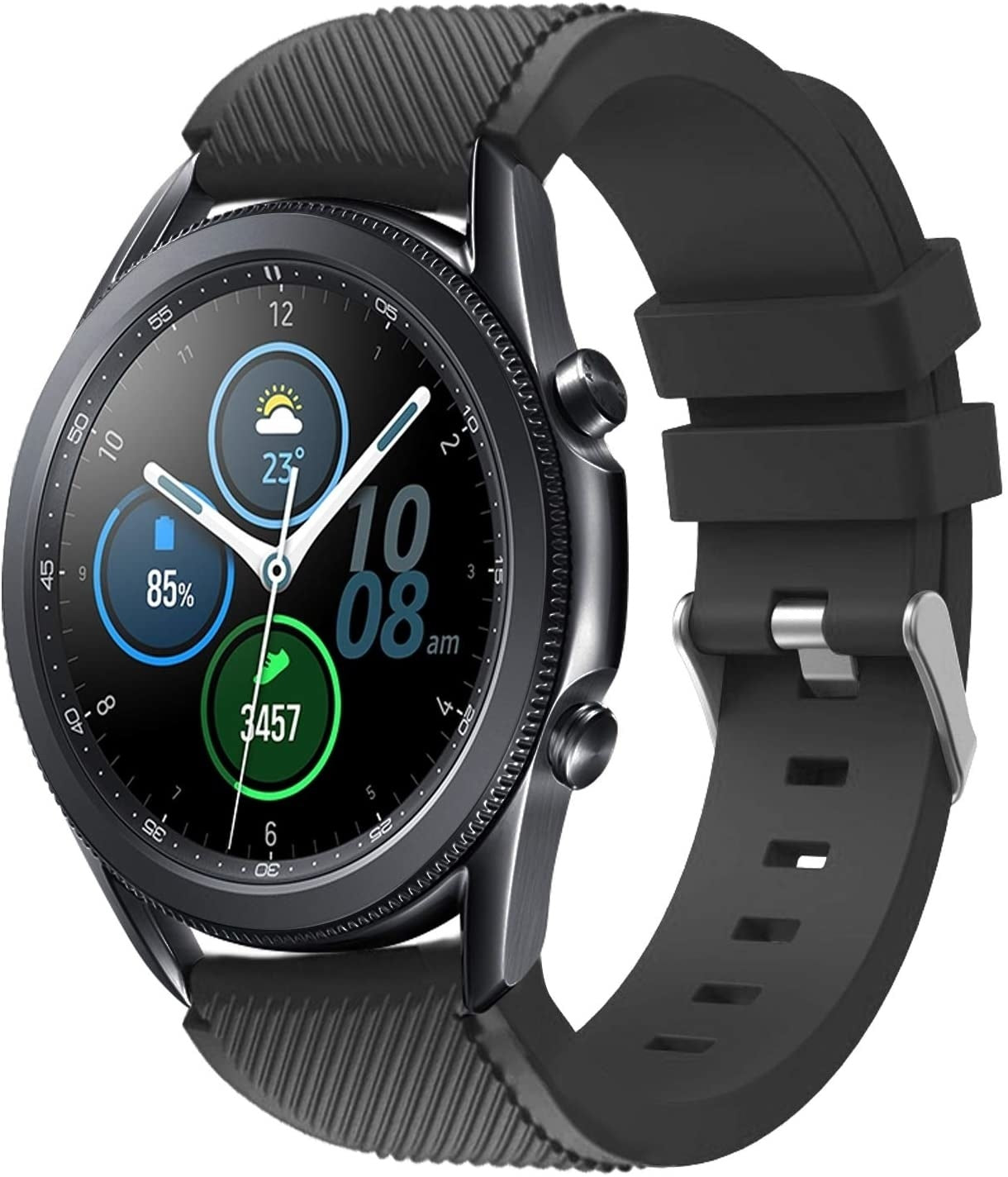سوار سيليكون أسود لساعة Samsung Galaxy Watch 3 مقاس 45 مم للاستخدام اليومي | فينتومرا