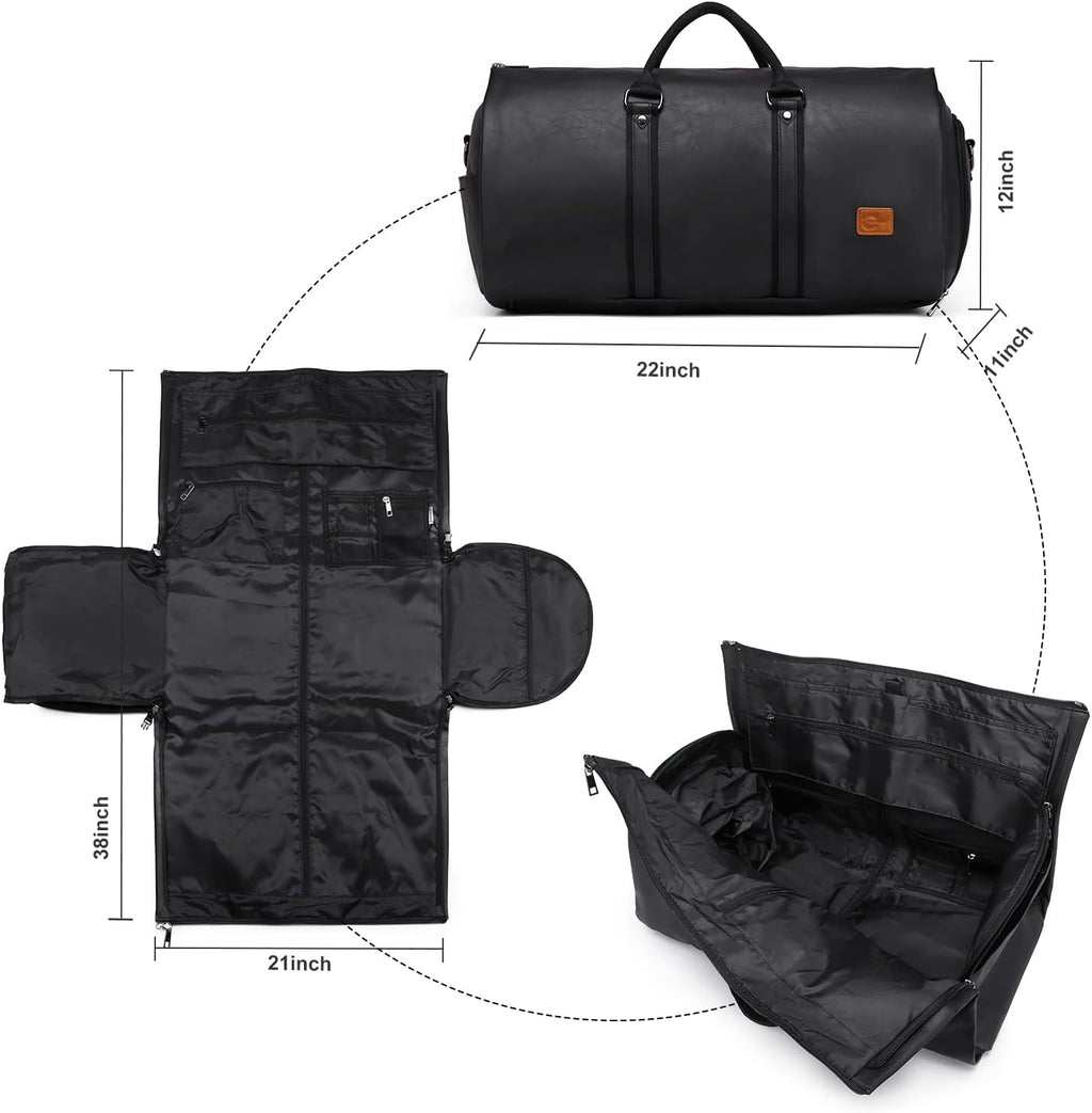 Convertible PU Leather Garment Duffel – Carry-On Weekender Suit Travel Bag | ventumra