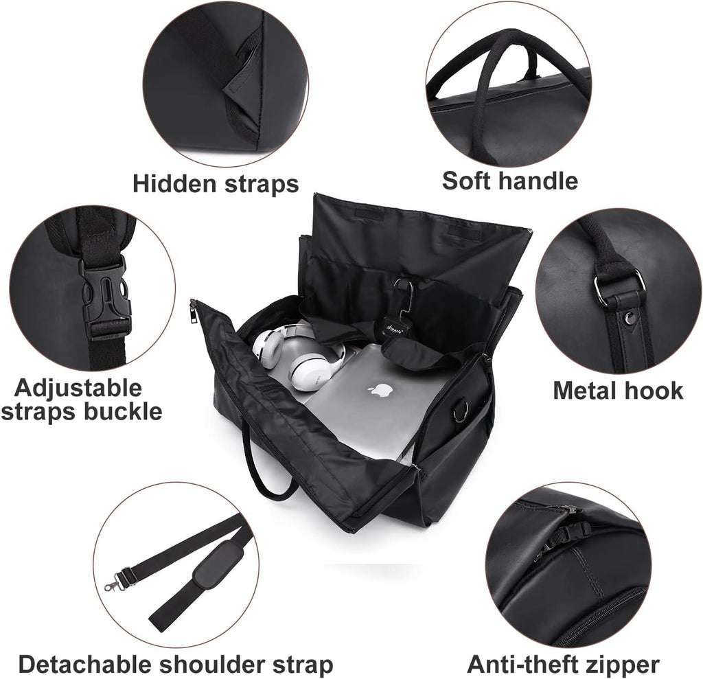 Convertible PU Leather Garment Duffel – Carry-On Weekender Suit Travel Bag | ventumra