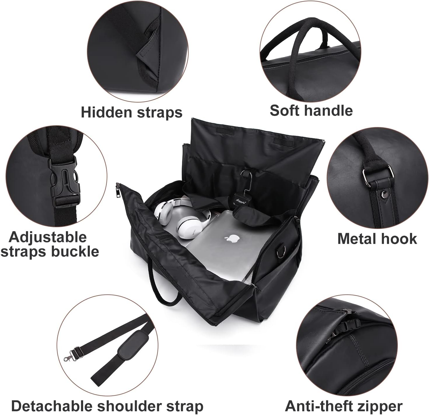 Convertible PU Leather Garment Duffel – Carry-On Weekender Suit Travel Bag | ventumra