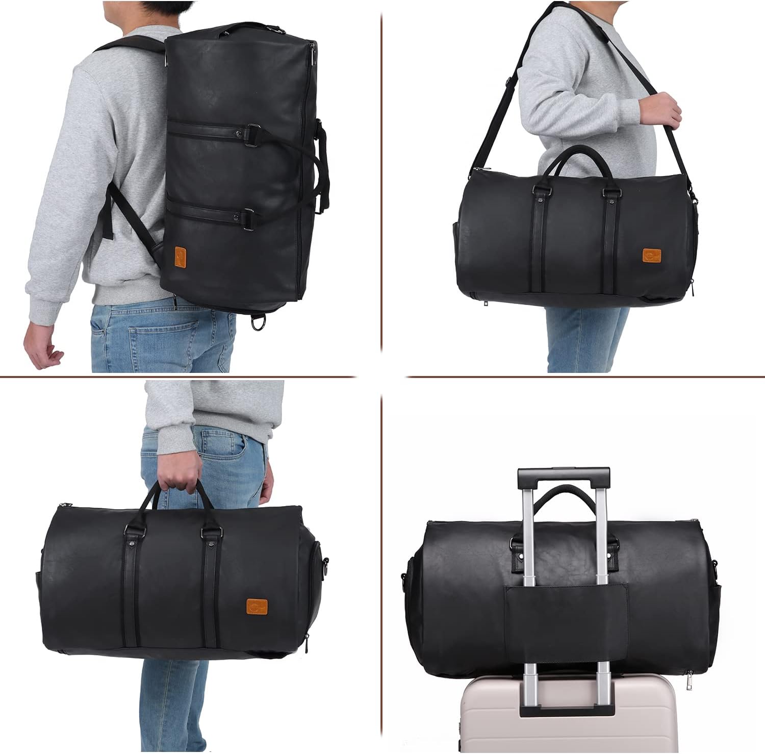 Convertible PU Leather Garment Duffel – Carry-On Weekender Suit Travel Bag | ventumra