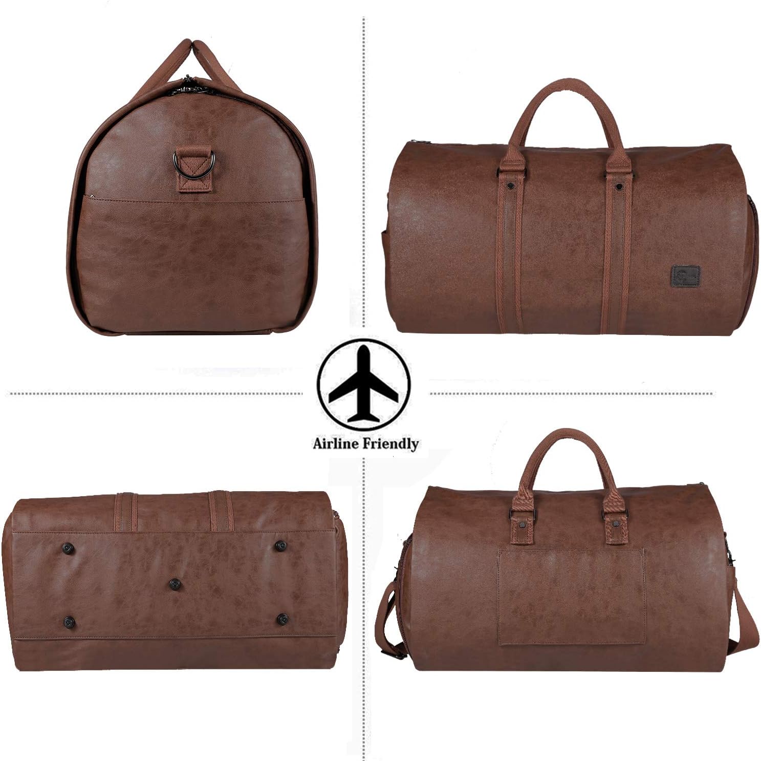 Convertible PU Leather Garment Duffel – Carry-On Weekender Suit Travel Bag | ventumra
