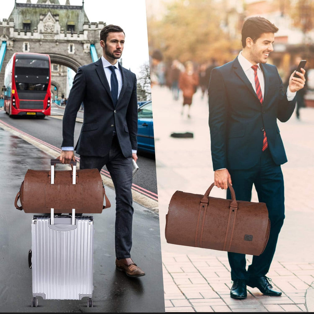 Convertible PU Leather Garment Duffel – Carry-On Weekender Suit Travel Bag | ventumra