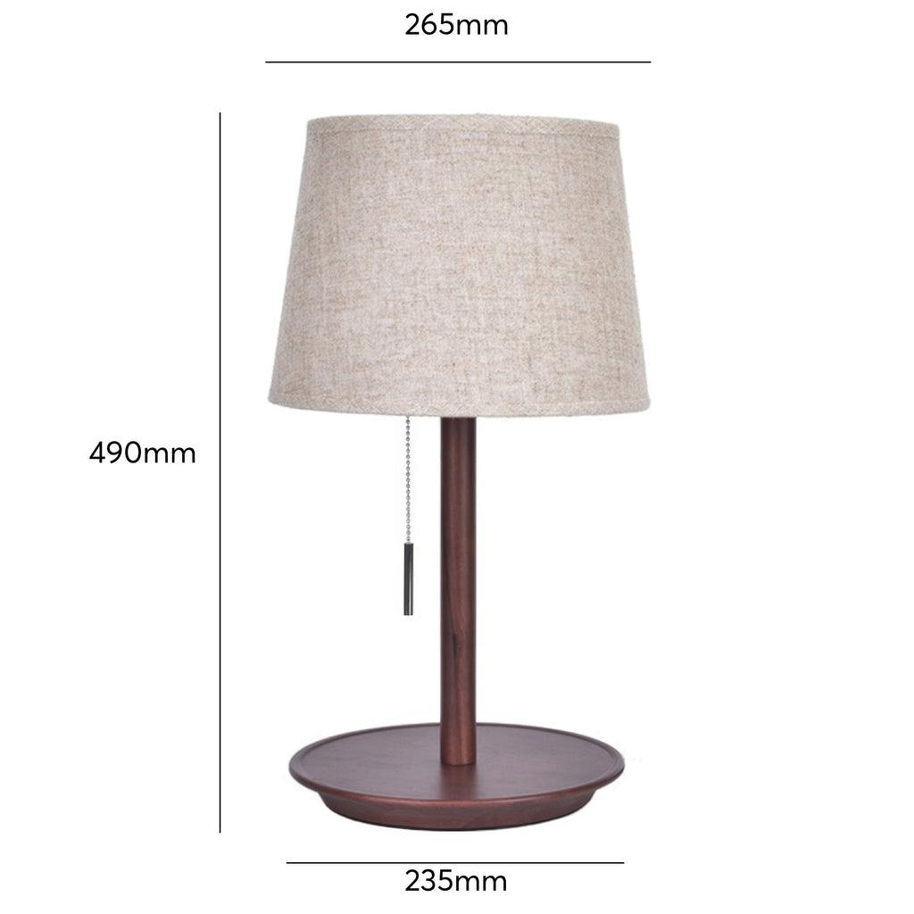 Halden Nordic Walnut LED Lamp With Luxury Fabric Shade