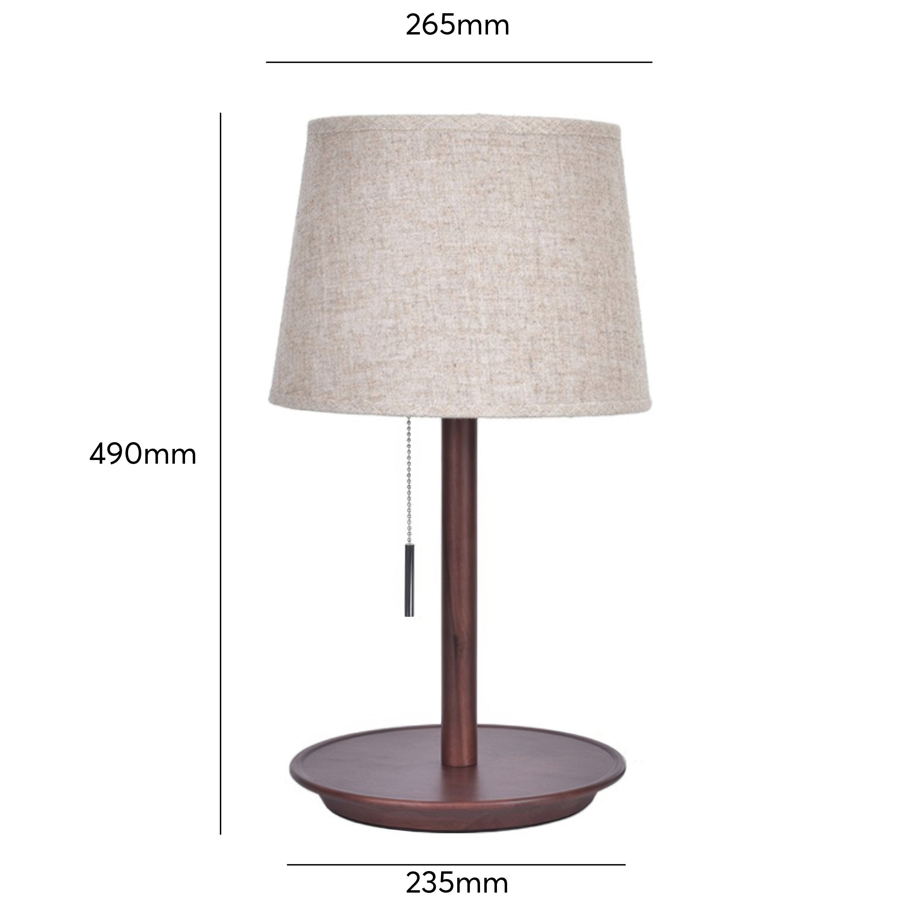 Halden Nordic Walnut LED Lamp With Luxury Fabric Shade