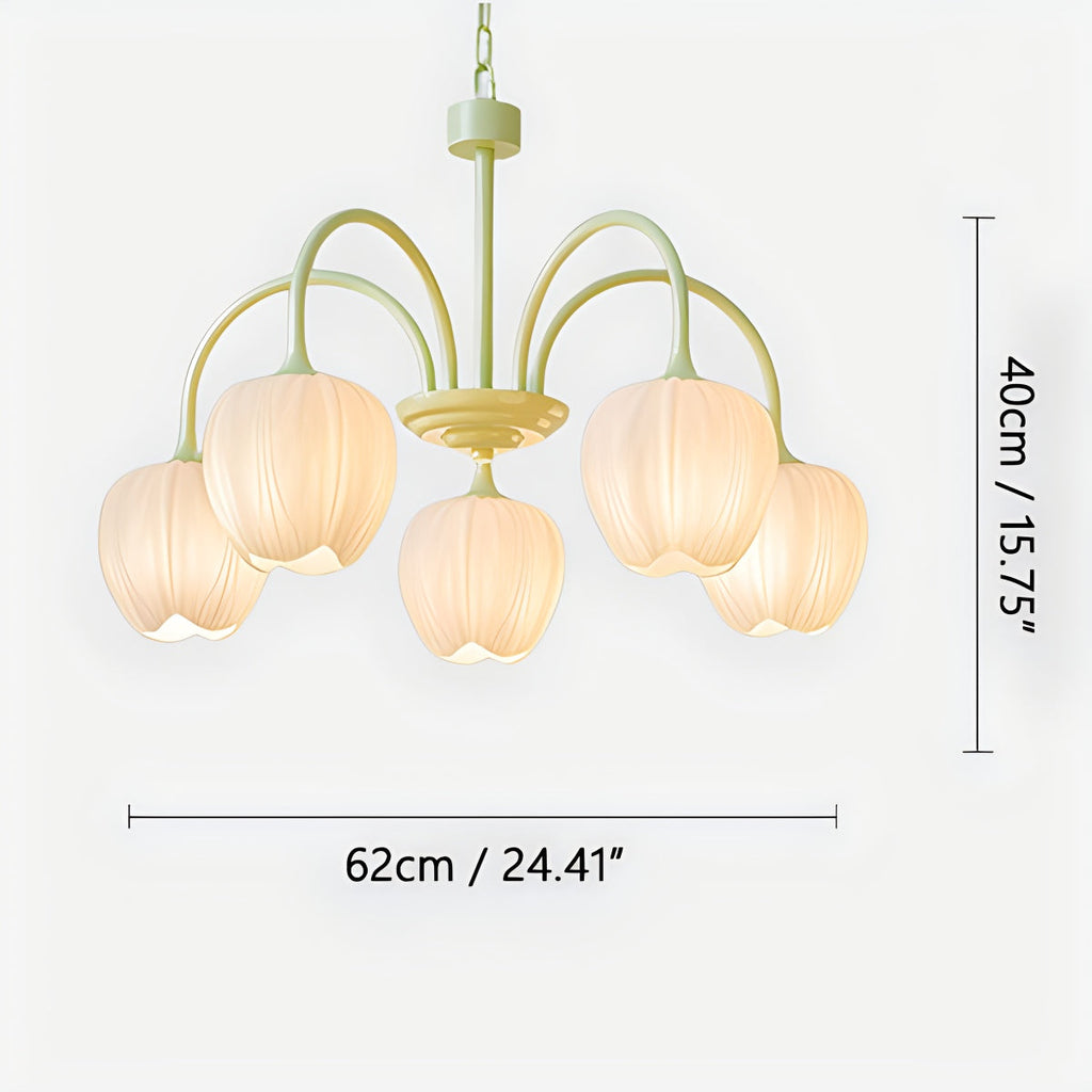Romantic Tulip Chandelier In Matcha Green Finish | Ventumra