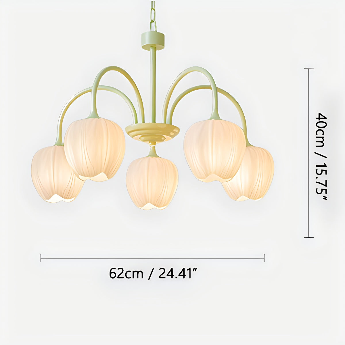 Romantic Tulip Chandelier In Matcha Green Finish | Ventumra