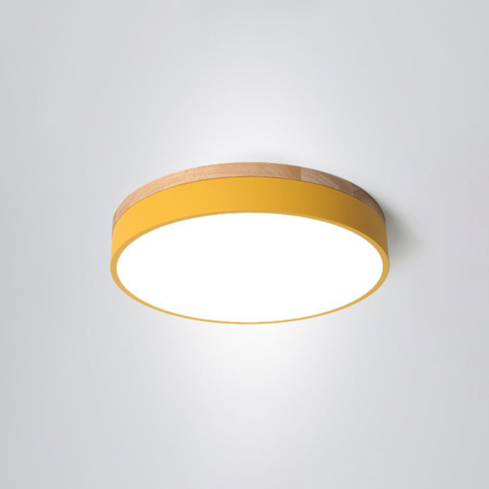 Aria Nordic LED Round Flush Mount Ceiling Light Wood Color | ventumra