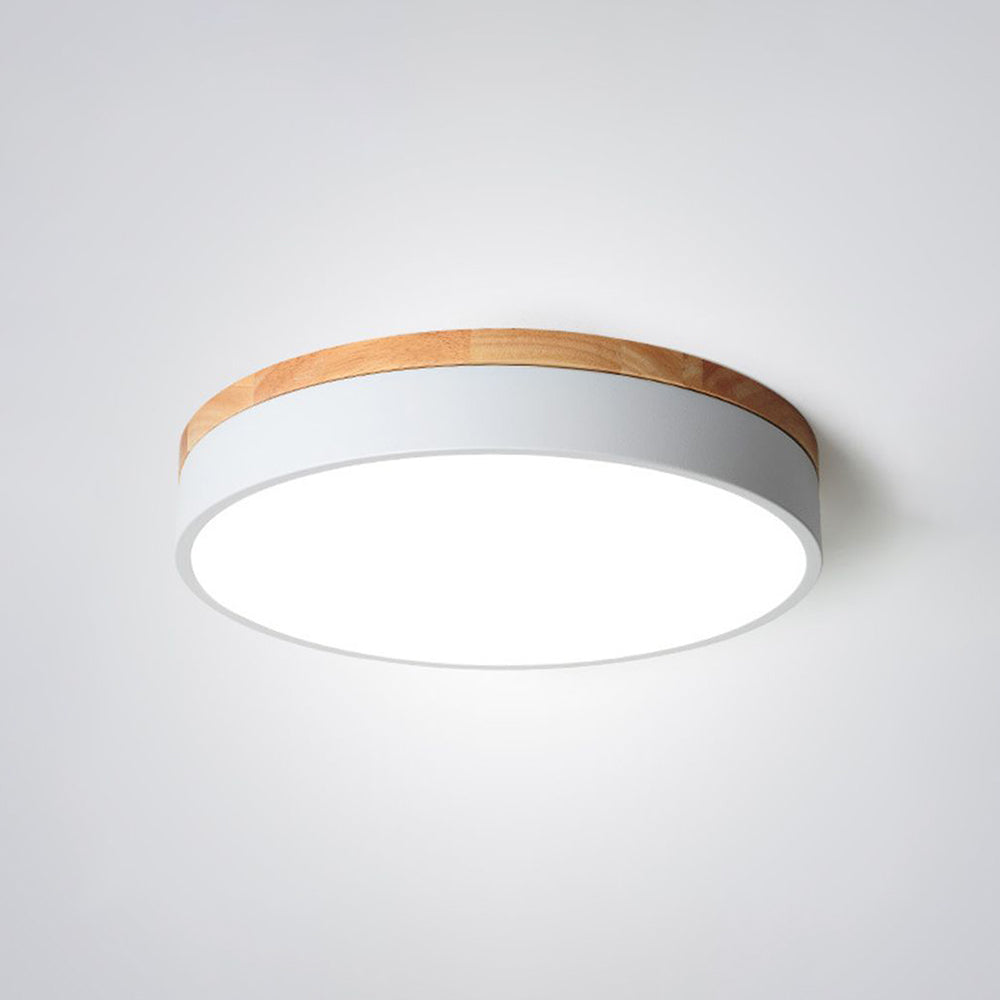 Aria Nordic LED Round Flush Mount Ceiling Light Wood Color | ventumra