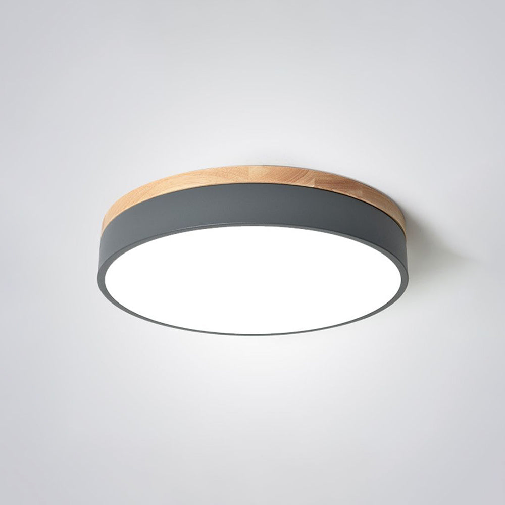 Aria Nordic LED Round Flush Mount Ceiling Light Wood Color | ventumra