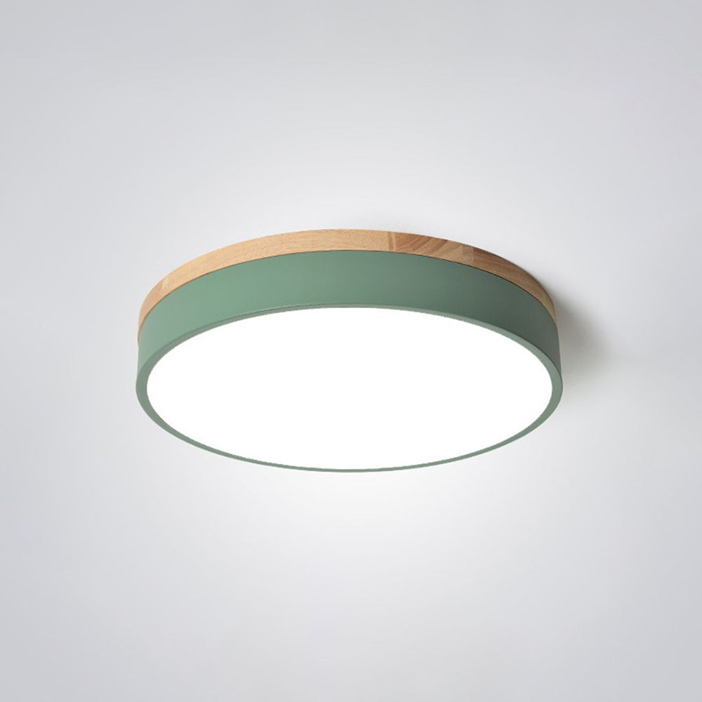 Aria Nordic LED Round Flush Mount Ceiling Light Wood Color | ventumra