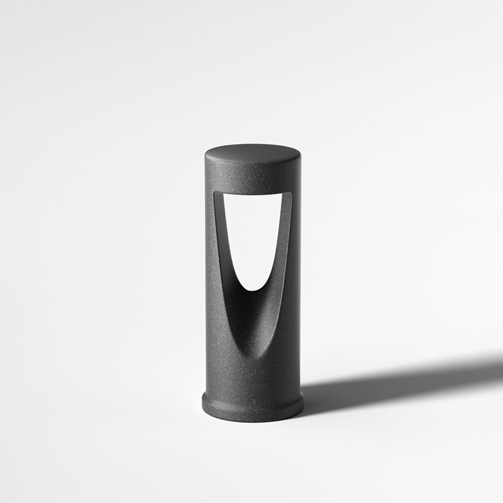 Ray Contemporary Metal Cylindrical Hollow Outdoor Path Light, Black | ventumra