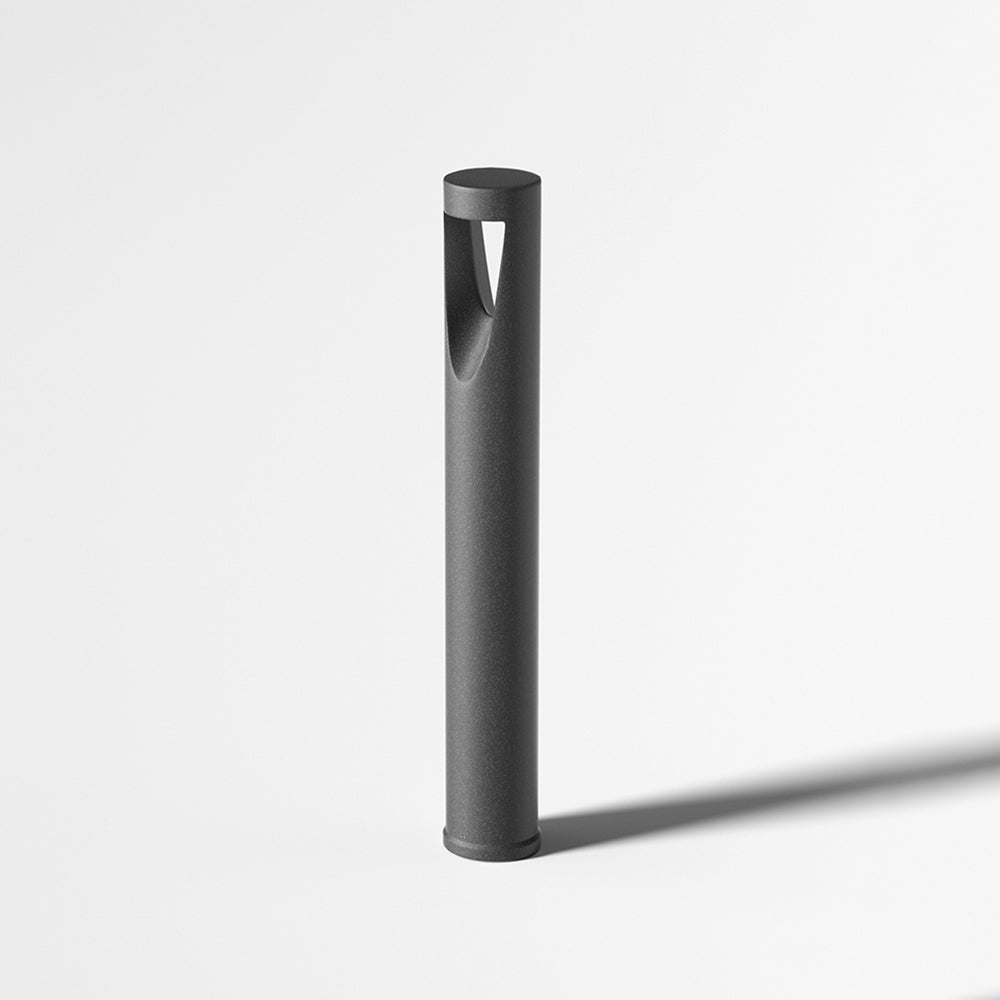 Ray Contemporary Metal Cylindrical Hollow Outdoor Path Light, Black | ventumra