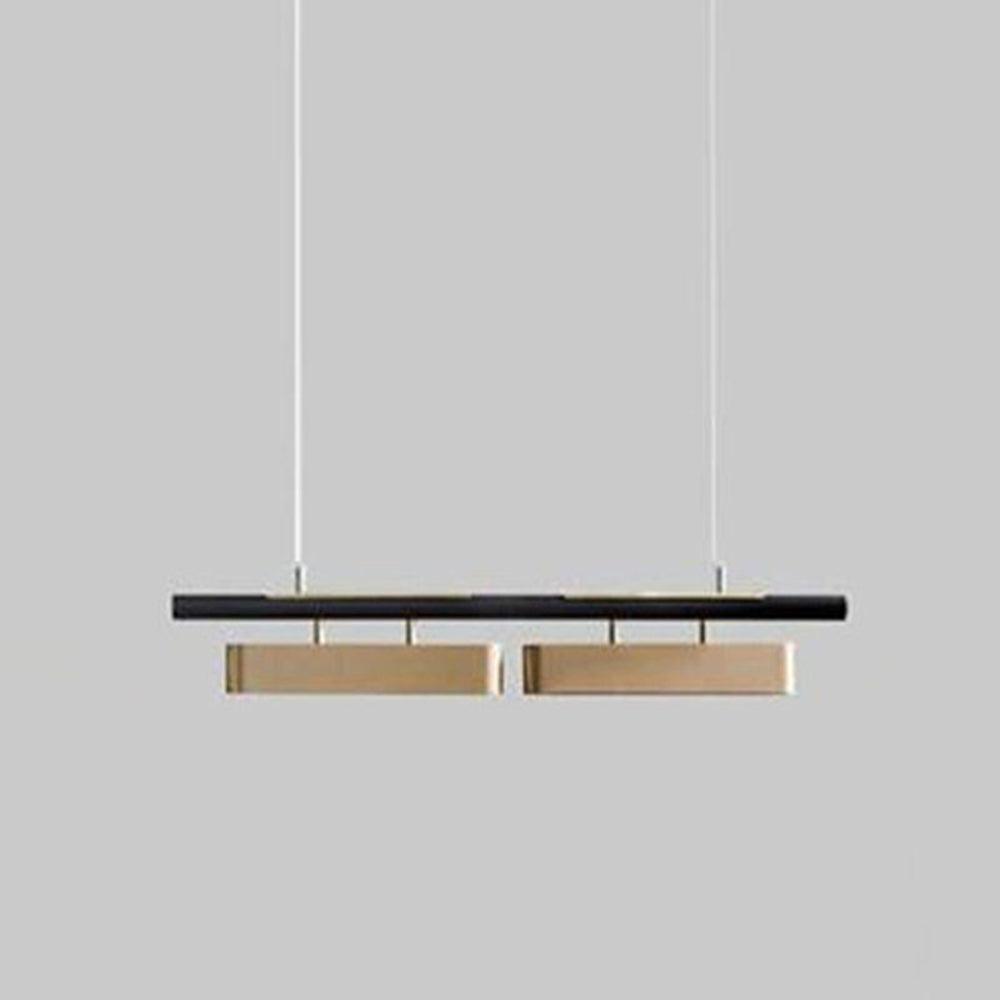 Arisha Pendant Light Rectangular Modern, Metal, Black/Brass, Office | ventumra
