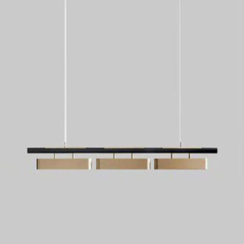 Arisha Pendant Light Rectangular Modern, Metal, Black/Brass, Office | ventumra