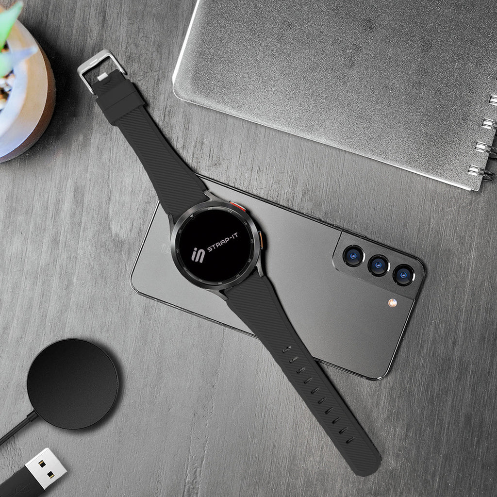 سوار سيليكون أسود لساعة Samsung Galaxy Watch 3 مقاس 45 مم للاستخدام اليومي | فينتومرا