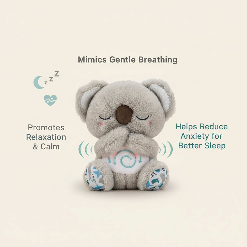 Soothing Koala Breathing Toy Rhythmic Breathing Simulator Tactile Haptic Sound Therapy Integrated LED Night Light Weighted Plush Companion | ventumra