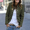 Military-Style Jacket with High Neck | ventumra