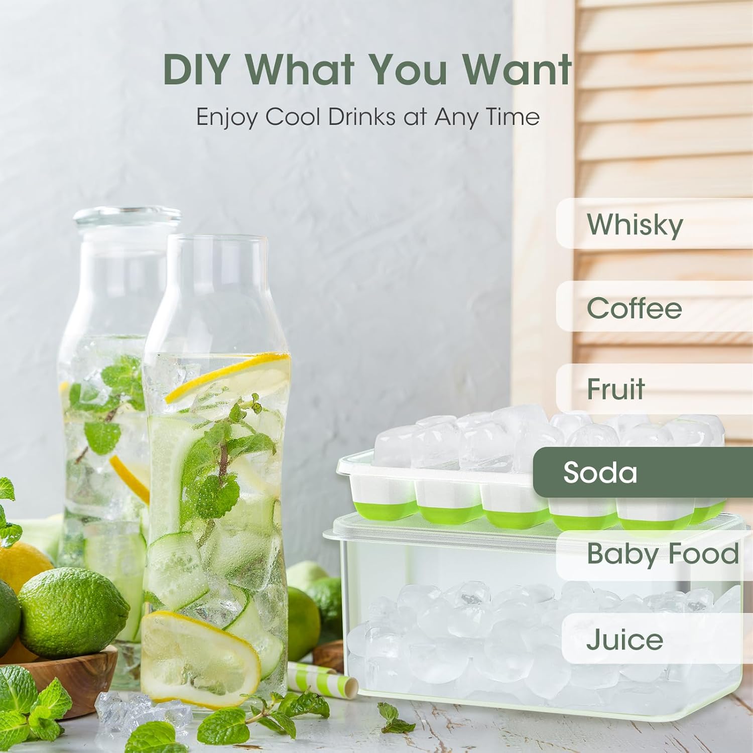 Stackable Silicone Ice Cube Trays with Storage Bin | ventumra