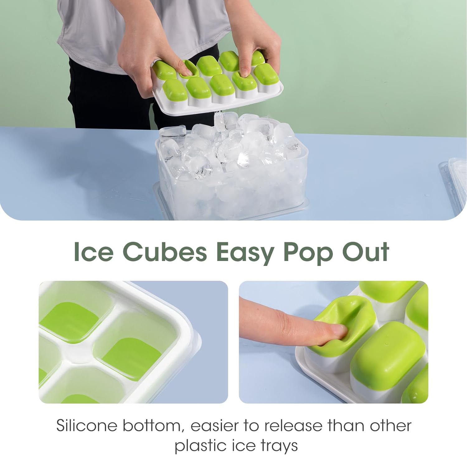 Stackable Silicone Ice Cube Trays with Storage Bin | ventumra