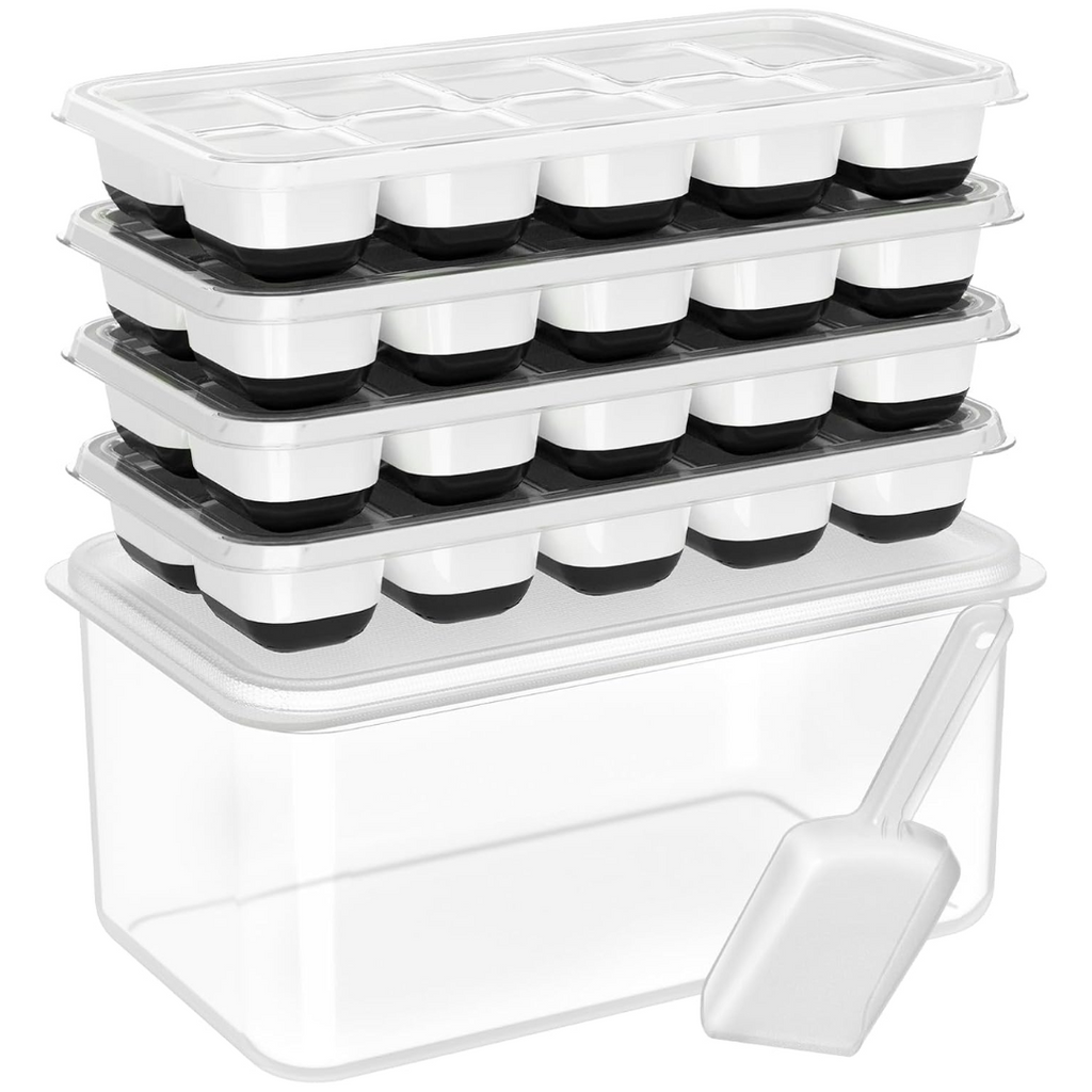 Stackable Silicone Ice Cube Trays with Storage Bin | ventumra