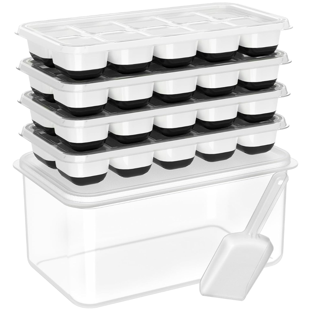 Stackable Silicone Ice Cube Trays with Storage Bin | ventumra