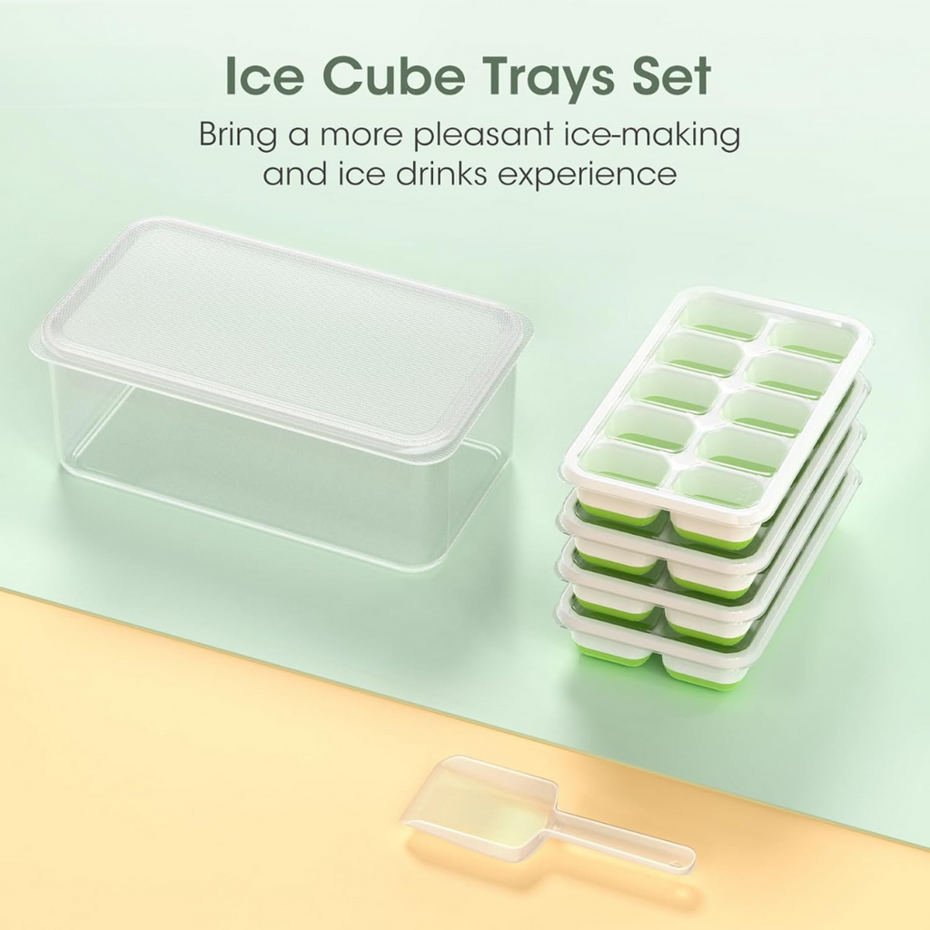 Stackable Silicone Ice Cube Trays with Storage Bin | ventumra