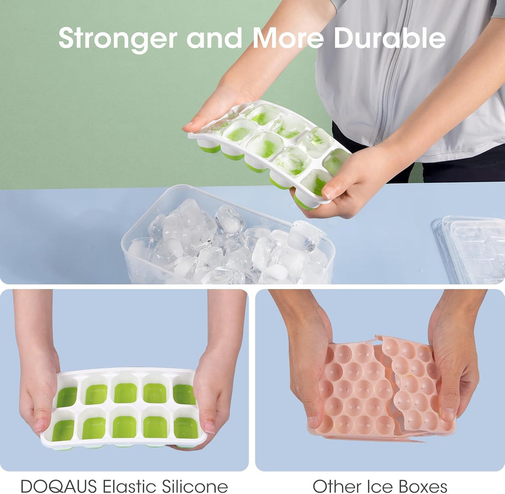 Stackable Silicone Ice Cube Trays with Storage Bin | ventumra